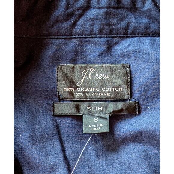 J Crew Womens Button Down Shirt 8 Slim Navy Red 3D Cherry Pom Pom Embroidery - Picture 9 of 10